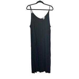 3/$25 H&M Black Ribbed Jersey Tank Dress SzXL Stretchy Beachy Resortwear Strappy